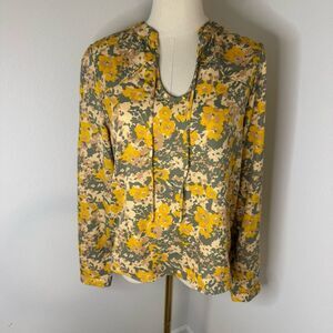 [Prana] Green and Yellow Floral Blouse - Size XS